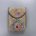 Sac bandoulière bohème fait main avec motifs ethniques et pierres rouges - Larme Or