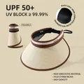 UPF 50+ khaki sun visor with black glue coating for UV protection and foldable design - Contrast Striped Vinyl Interior Style / Coffee and Beige Contrast