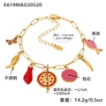 18k vergulde roestvrijstalen armband met kleurrijke emaille vissen en rode zirkoon bedels - 16+5cm / Rode Emaille Armband