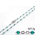 Minimalist titanium steel beaded necklace with green resin accents and lobster clasp, 3g - 400mm*2mm / Dark Green
