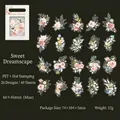 Florale PET-stickers met goudfolie, 20 vintage botanische ontwerpen voor journaling - Zoete Droom