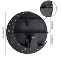Detailed dimensions of moon-shaped wooden crystal shelf with black cat silhouette - Moon Cat Black (MZ246A)