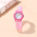 Pink cartoon butterfly children watch with silicone strap for girls and boys - Rose Red