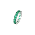 Eternity ring featuring emerald green triangle cut zircons in a silver-toned setting - Platinum - Green Zirconia