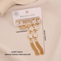 Goldenes Edelstahl-Ohrring-Set mit weißen Blumenquasten und Strasssteinen - Blumen Quasten Stil (2# Blume)