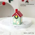 Mini kersthuisje van keramiek met krans en warme LED-verlichting, rood en groen - Lichtgroen Huis