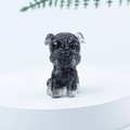 Miniature black crystal Schnauzer dog figurine with shiny metallic resin finish - 31 Obsidian