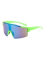 Men's sports sunglasses with fluorescent green frame and colorful gradient mirror lenses - Green Frame Blue Mirror