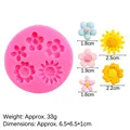 Molde de silicona rosa con 5 estilos de margaritas y girasoles con dimensiones - Estilo Cinco Flores (15-355 Rosa)