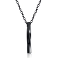 Minimalist Mobius twist pendant necklace for men in sleek black stainless steel finish - Black Twisted Pillar + 60cm Chain