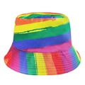 Bob arc-en-ciel pour hommes et femmes avec motif graffiti coloré et design à dessus plat - M (56-58cm) / 4# Rayures arc-en-ciel dessinées à la main