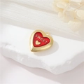 Pendentif médaillon cœur doré avec émail rouge et gravure Sweet sur fond romantique - Rouge