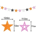 Ghirlanda di stelle glitterate per Halloween con stelle arancioni, rosa e nere - Banner di Stelle