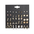 20-piece vintage gold earring set featuring flowers, bows, and heart-shaped studs - E0616-1 Gold Pearl Rhinestone Set