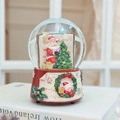 Boule à neige musicale de Noël avec Père Noël et base en résine rouge à motifs bonhomme - Couronne Bonhomme de Neige / 10*10.5*14.5cm