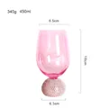 Verre à vin rose avec base ornée de diamants, capacité de 450 ml et hauteur de 16 cm - Verre à Vin / Rose avec strass argentés
