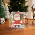 Weihnachts-Geschenkbox transparent mit Weihnachtsmann-Motiv und goldenem Henkel - Neuer Weihnachtsmann