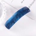 Detail of dark blue marble pattern acetate hair clip on a white desktop setting - 36# Spring Clip (Dark Blue Marble)