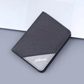 Vertical canvas bifold wallet with grey diagonal stitching for a modern business style - 730 Vertical / Black