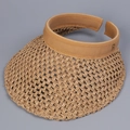 Visière en paille tressée pour femme avec logo R brodé et large bord de protection - M (56-58cm) / Kaki