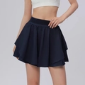 Détail de la jupe de sport plissée bleu marine avec ceinture élastique pour femme - S / Bas / Noir