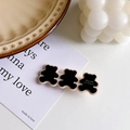 Lindo clip de pelo de oso negro con base ondulada beige y texto Barrette La France - Oso / 6.7cm / Osito de Peluche Negro