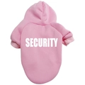 Warm pink hooded dog sweatshirt with white Security lettering and ribbed cuffs - XS / Pink