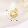 Golden Sacred Heart pendant with zircon stones and dimensions showing 28.9mm x 18.15mm - Filigree Sacred Heart (H-11646)