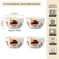 Lot de 4 bols en céramique de 4,5 pouces avec motif cartoon bleu pour micro-ondes et four - Bol Ruyi de 4,5 pouces - Garçon en chemise bleue (Lot de 4)