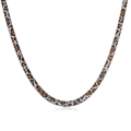 Detail der 6mm flachen Schlangenkette aus Edelstahl mit braunem Leopardenmuster - Stahl Leoparden Schlangenknochenkette
