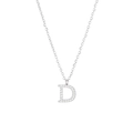 Silver letter D pendant necklace with micro-paved zircons and titanium steel chain - Silver-D