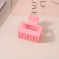 Minimalist matte pink rectangular claw clip in a high-quality hollow resin design - Bulk/5cm / Pink