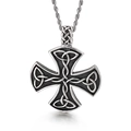 Pendentif croix nœud celtique vintage en acier inoxydable avec chaîne torsadée argentée - Pendentif Uniquement (KP54651-BD)