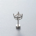Polished silver titanium steel screw back stud earring setting with 4-prong base - 3mm Setting