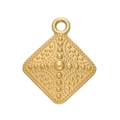 Gold plated stainless steel diamond shaped pendant charm with embossed texture details - Gold 570# Rhombus Plate / 17.5*21mm
