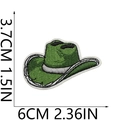 Detailed size specifications for green denim hat embroidery patch with clear dimensions - No.15 Green Cowboy Hat
