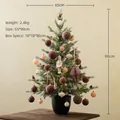 90cm mini PE Christmas tree with pink ornaments, nutcracker, and LED warm lights - 90cm PE Morandi Pink Purple Christmas Tree Set