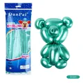 Metallisch grüne Modellierballons 100er-Pack mit aufgeblasener Bärenfigur-Dekoration - 100 Stk/Packung / Metallic-Grün
