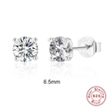 S925 sterling silver 2ct moissanite stud earrings 6.5mm round cut with mirror reflection - Platinum-6.5mm-1ct (Gift Box Set)