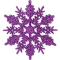 Sparkling purple glitter snowflake ornament for Christmas tree and wreath decoration - 10CM-6g (With Rope) / Dark Purple