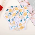 Washable pet physiological pants with fresh yellow lemon print and elastic waist - Yellow Lemon