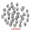6,8x6mm silberne Edelstahl-Zylinderperlen mit Rillen für DIY-Schmuckherstellung - 6mm / Stahlfarbe