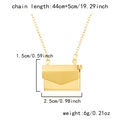 Detailed view of golden envelope locket with chain length and pendant size measurements - Stainless Steel / Envelope Shape / Gold
