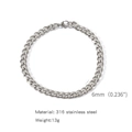 6mm silver Cuban link bracelet in 316 stainless steel with a sleek polished finish - 6mm/18cm / Steel
