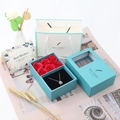 Blue jewelry gift set including square window box, paper bag, card, and snowflake necklace - White and Green Gift Bag (Bag Only)