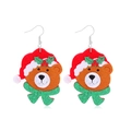 Süße Weihnachtsbaer Ohrringe mit rotem Weihnachtsmann Hut und grünem Glitzer Bogen - Bär