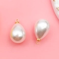 White teardrop imitation pearl charms with gold metal loops for DIY jewelry making - 13x18mm KC Gold Water Drop