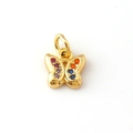Detail of gold butterfly pendant with colorful gemstones for DIY jewelry crafts - Multicolored Zirconia Gold Butterfly Style (01)