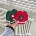 Mini felt sweater Christmas tree ornament with snowflake embroidery and button detail - Christmas Red Sweater Ornament