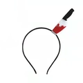 Detail view of Halloween headband featuring a realistic knife through head design with blood - Dagger